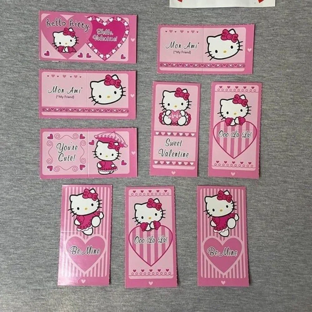 Hello Kitty Vintage Early 2000’s Valentines Day Cards 9 PCS. Set